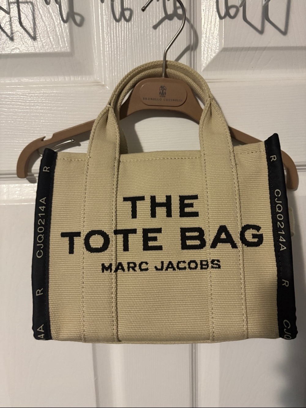 Marc Jacobs Beige Canvas Mini Tote with Black Accents